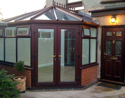 Rosewood on white Victorian conservatory with active k self cleaning glass roof.